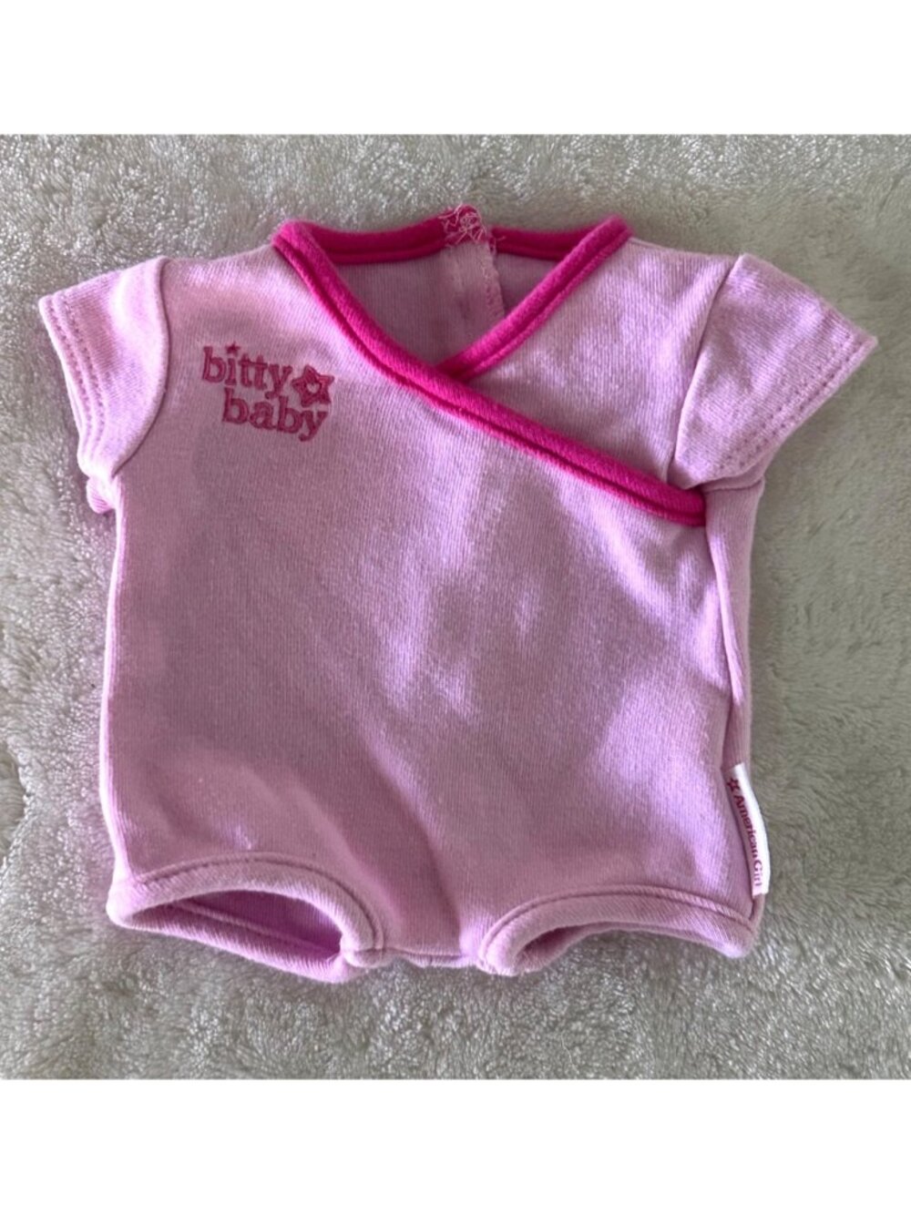 Bitty Baby Pink Doll Wrap Bodysuit By American Girl Short Sleeve Velcro